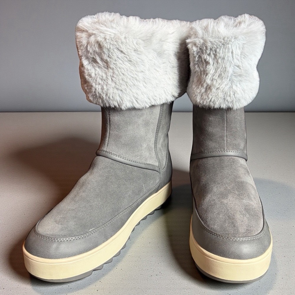 KOOLABURRA BY UGG GRAY FAUX FUR TALL SUEDE BOOTS SIZE 8
